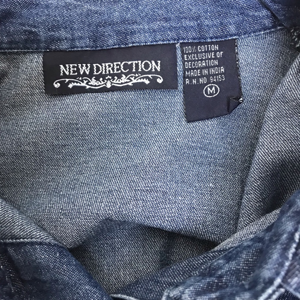 New Direction Jean Button Down Embroidered Blouse - image 5